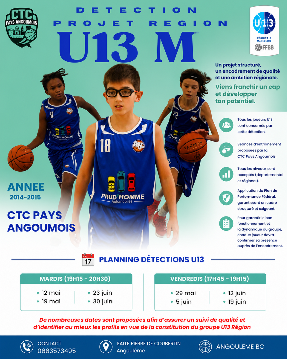 La CTC Pays Angoumois ouvre ses détections U13 Région