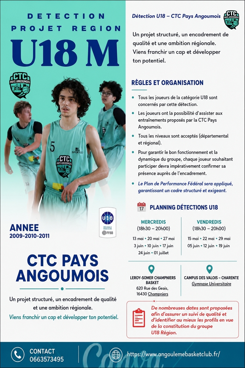 La CTC Pays Angoumois lance sa détection U18 Région